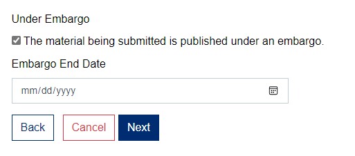 This form has a space for “Embargo End Date”.